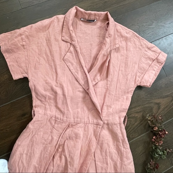 Zara linen blend salmon jumpsuit - Picture 6 of 8